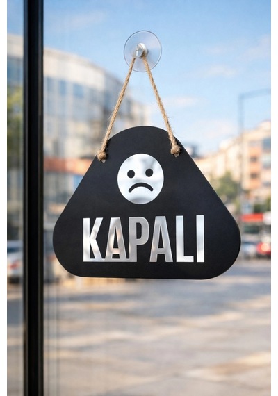 Ahşap Üzeri Gümüş Aynalı Pleksi Emoji Figürlü Açık-kapalı Tabelası