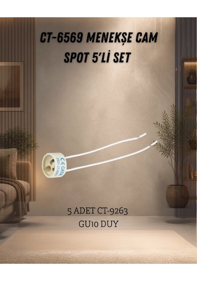 Cata Menekşe Spot Set 5 Adet Ct-6569 +5 Adet Ct-4215 Beyaz +5 Adet Ct-9263 Duy Krom
