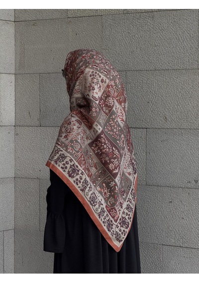 Qalortex Scarf Pamuklu Soft Osmanlı Desen Eşarp-taba