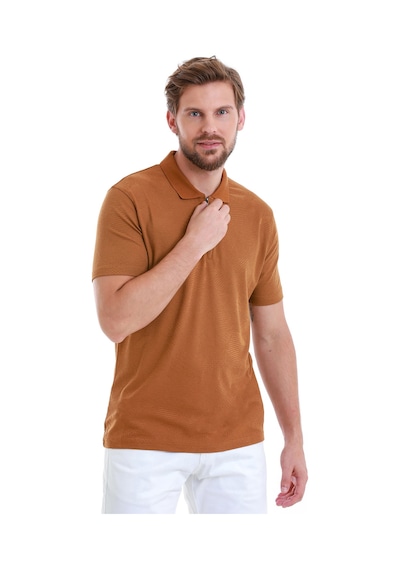 Hatemoğlu Vizon Regular Fit Jakarlı Polo Yaka Fermuarlı Tişört 35362024c014 Vz Vizon