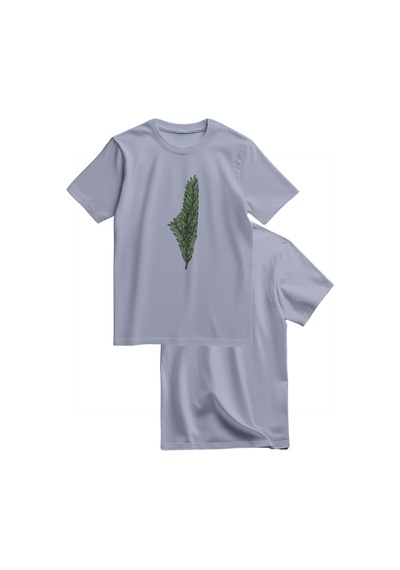 Kısa Kollu Zeytin Dalı İle Filistin Haritası Dijital Baskılı Unisex Filistin Tişört S - 2xl T300026 Gri