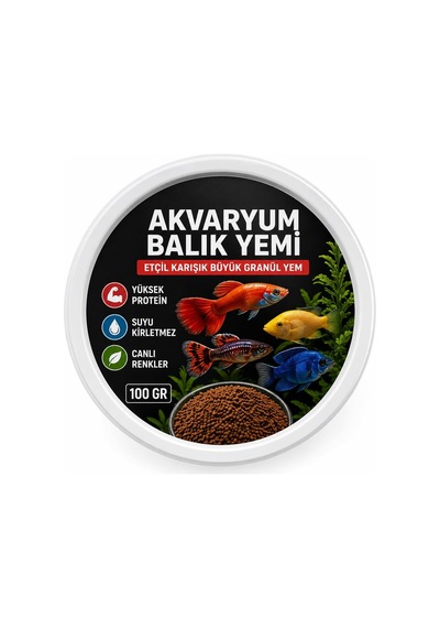 Tr Etçil Akvaryum Balık Yemi, Granül 500 800 Micron, Yüksek Proteinli%50, Hızlı Büyüme, Canlı Renk, Tüm Trop