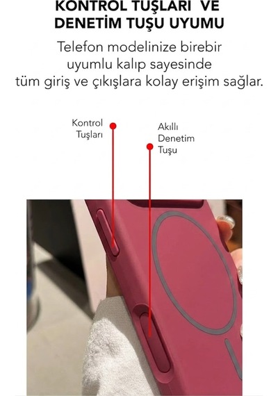 Apple İphone 16 Uyumlu Magsafe Lansman Silikon Kılıf Koyu Pembe