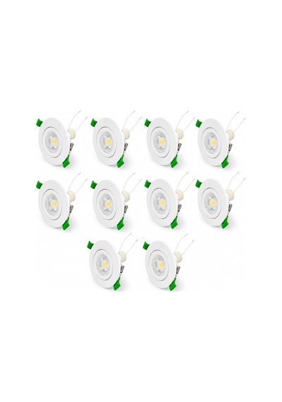 Tr Beyaz Led Spot Seti 10'lu Yuvarlak Kasa 4000k Doğal Beyaz Gu10 Ampul Dahil Tak Çalıştır 6,5cm Gömme Tavan Spotu Genel
