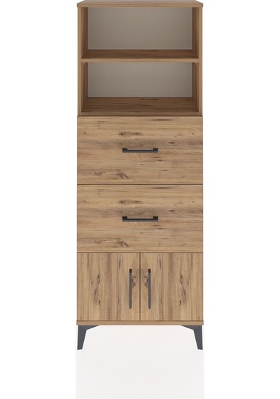 Arges Dolap 2 Raflı 2 Çekmeceli 2 Kapaklı 60x30x163 Çam-çam Çam