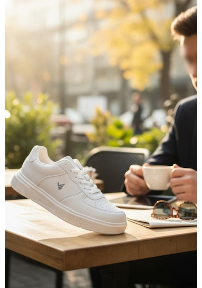 Enoch Erkek Geometrik Logo Detaylı Perfore Burunlu Yüksek Tabanlı Günlük Spor Ayakkabı Sneaker Beyaz Enoch Erkek Geometrik Logo Detaylı Perfore Burunlu Yüksek Tabanlı Günlük Spor Ayakkabı Sneaker Beyaz
