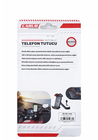 Telefon Tutucu Ayna Bağlantılı Silikonlu Siyah - Turuncu