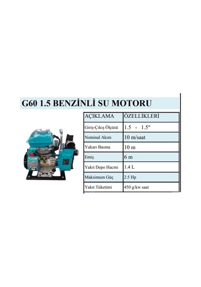 Algaride Akmag60 1.5 İnç Benzinli Su Motoru 2.5 Hp Su Pompası 10 M³/saat Bahçe Tarım Sulama
