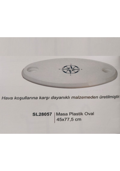 Plastik Tekne Masası. Karavan Masa. 45x78cm. Oval Tabla
