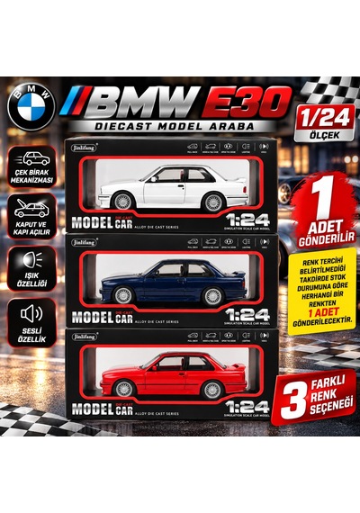 Bmw E30 Tutkunlarına Özel Sesli Metal Model Araba 1:24 Ölçek