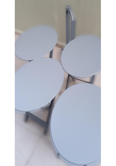 1448bng90133çanta Zigon Sehpa Oval Model Dörtlü Ahşap Mdf Gri Renk Uyumu Kutu Sevk El Yapımı