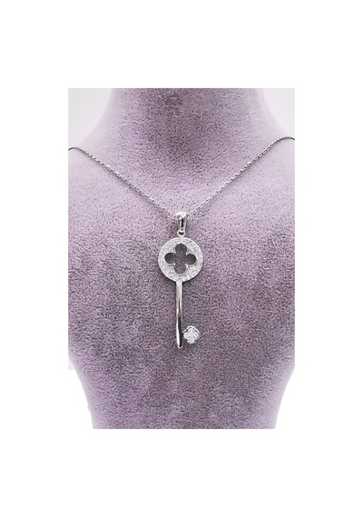 Omar Silver Kadın Dört Yapraklı Yonca Anahtar Model Zirkon Taşlı (513866795)