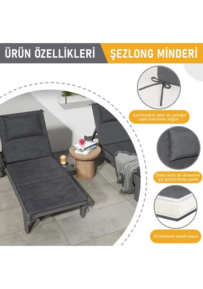 Şezlong Minderi, Havuz Plaj Outdoor Kamp İçin Katlanır Sünger Minder, Dış Mekan Süet Kumaş Kılıf, Dış Mekan Mobilyaları İçin Veranda Yedek Minderi - 22 Dens - 180x55x4 Cm - Bej Diğer