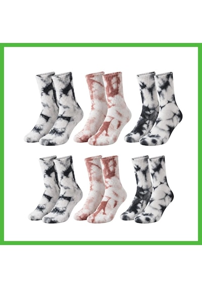 Vaveni Unisex Batik Desenli Çorap 6'lı Set Pamuklu Uzun Soket Günlük Spor Nefes Alan Dikişsiz Arz Çok  Renkli