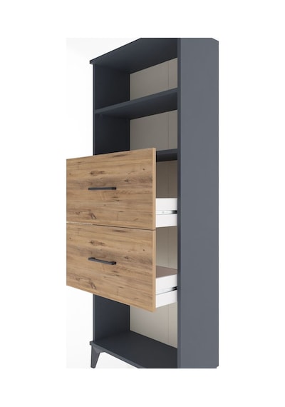 Arges Dolap 2 Raflı 2 Çekmeceli 60x30x163 Antrasit-çam Antrasit