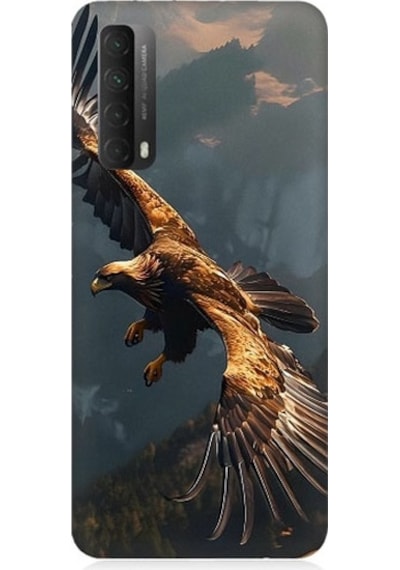Huawei P Smart 2021 Uyumlu Uçan Kara Kartal Desenli Silikon Kılıf