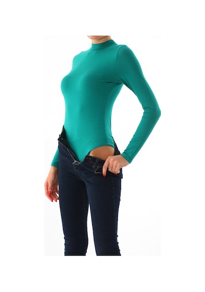 Penyebizden Kadın Viskon Boğazlı Çıtçıtlı Zıbın Body-yeşil