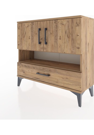 Arges Şifonyer 3 Raflı Tek Çekmeceli 2 Kapaklı 88x30x80 Çam-çam Çam