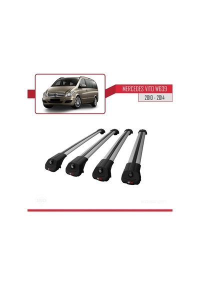 Mercedes Vito W639 2010-2014 Arası İle Uyumlu Ace-1 Ara Atkı Tavan Barı Gri 4 Adet Bar