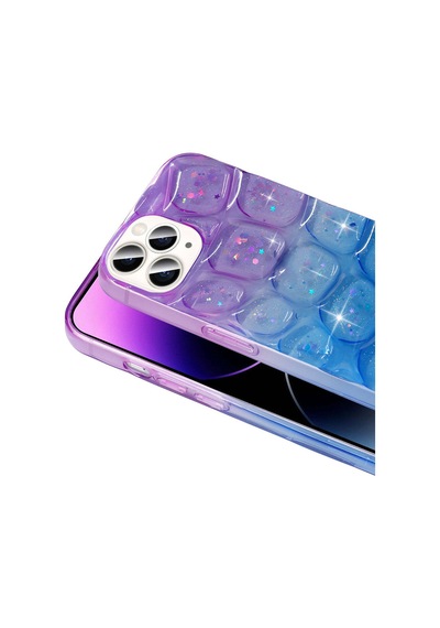 Apple Uyumlu iPhone 14 Pro Max Kılıf Simli 3d Desenli Zore Hacar Kapak Mor-mavi