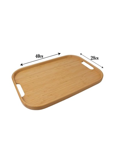 Bambu Servis Tepsisi 2'li Set 33x22 Cm Ve 40x28 Cm Dikdörtgen Bambu Tepsi Çok Renkli