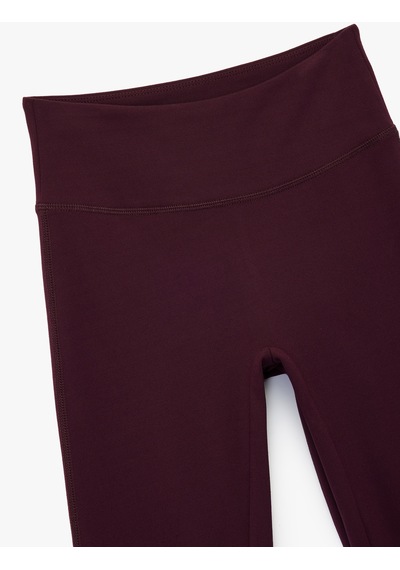Koton Yüksek Bel Slim Fit İspanyol Paça Spor Tayt Bordo 7wak40022nk