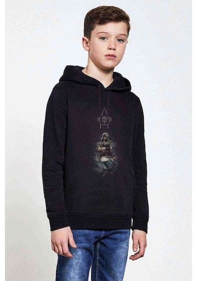 Tshirthane Assassin'S Creed Baskılı Unisex Çocuk Kapüşonlu Siyah Sweatshirt (534713985)