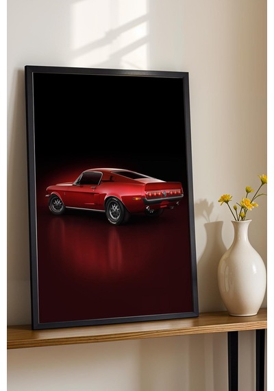 Saturn Ford Mustang Fastback Çerçeveli Tablo Erkek Odası Ve Garaj Dekoru Classic Car Collection