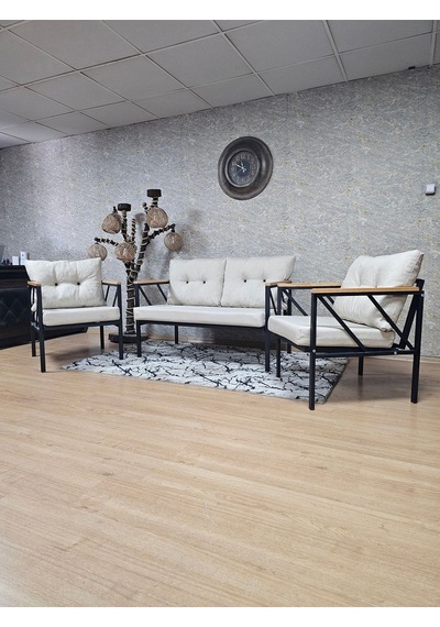 Siyah Boyalı Bahçe - Balkon - Mutfak Çay Seti Takımı Bahçe Koltuk 001
