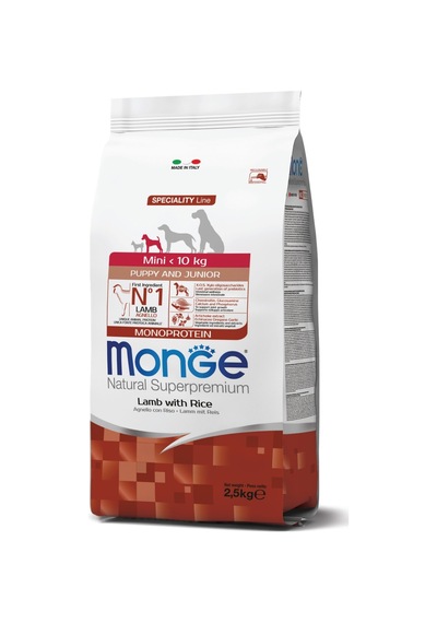 Monge Mini Puppy Junior Tek Proteinli Kuzulu Pirinçli Yavru Köpek Maması 2,5 Kg