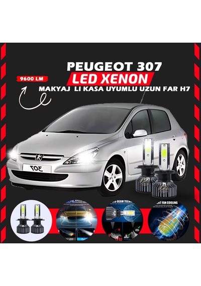 Peugeot 307 Makyajlı Kasa Uzun Far Uyumlu Şimşek Etkili Led Xenon Pro Series H7