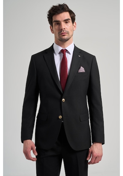 İmza Düz Bez Ayağı Mono Yaka Tam Astar Esnek 6 Drop Comfort Fit Ceket 1002245902 Siyah