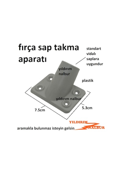 Fırça Sapı Takma Aparatı Plastik Vidalı Sap Takma Aparatı Delikli