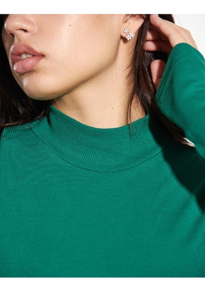 Alya Underwear Kaşkorse Yarım Boğaz Body Sweatshirt, Fitilli Kumaş, Likralı, Bordo Çimen Yeşili