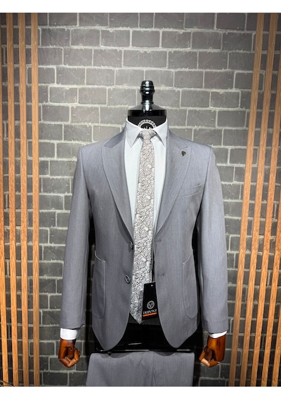Dupont Classics Dupont Slim Fit Sivri Yaka 6 Drop Çift Yırtmaç Torba Cep 2'li Takım Elbise Gri Dupont Classics Dupont Slim Fit Sivri Yaka 6 Drop Çift Yırtmaç Torba Cep 2'li Takım Elbise Gri