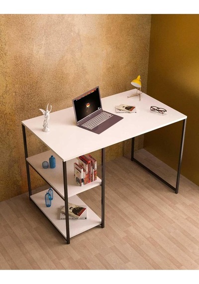 Falez 2 Raflı Çalışma Masası 60x120 - Bilgisayar Ofis Ders Masası Beyaz Diğer