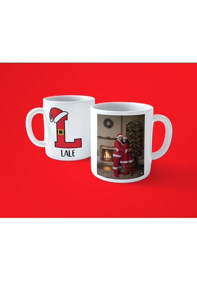 Yeni Yıla Özel L Harfli İsimli Noel Konseptli Fotoğraflı Kupa Bardak 07 Beyaz