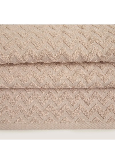Chakra Cotton Zigzag %100 Pamuk Yüz Havlusu 50x80 CM Bej Standart