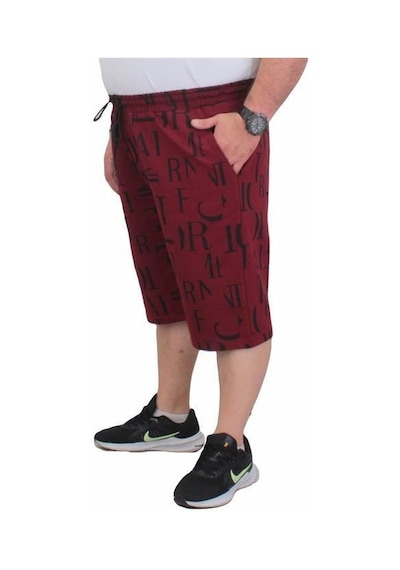 Starbattal Erkek Büyük Beden Penye Şort Letter Dance 24644 Bordo-Bordo