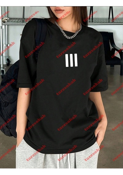 Tarzsokak 3 Çizgi Baskılı Beyaz Erkek Tshirt Beyaz Siyah