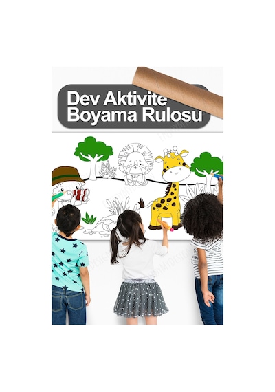 Melolisa Safari Temalı Bebek, Kreş Ve Çocuk Aktivite Ve Boyama Rulosu - Kids Coloring Roll