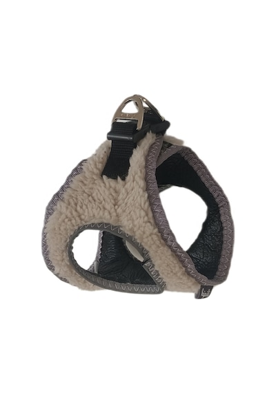 Markapet Üç Kilitli Kürklü Kedi Köpek Göğüs Tasması 24-28 CM 2Xsmall Krem