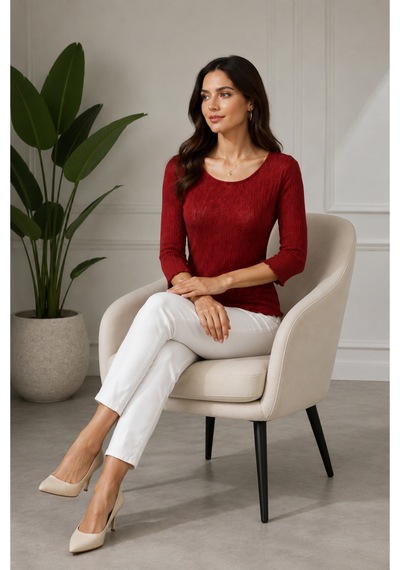 Meghan L.a Kadın Fit Bluz Modern Ve Konforlu Kırmızı