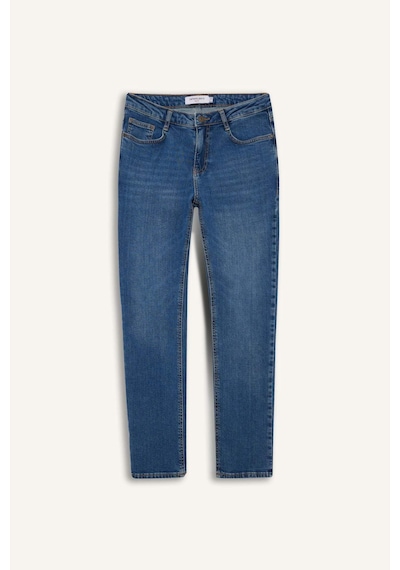 Defacto Pedro Slim Fit Dar Kalıp Normal Bel Dar Paça Jean Pantolon B8418AX24SP Mavi