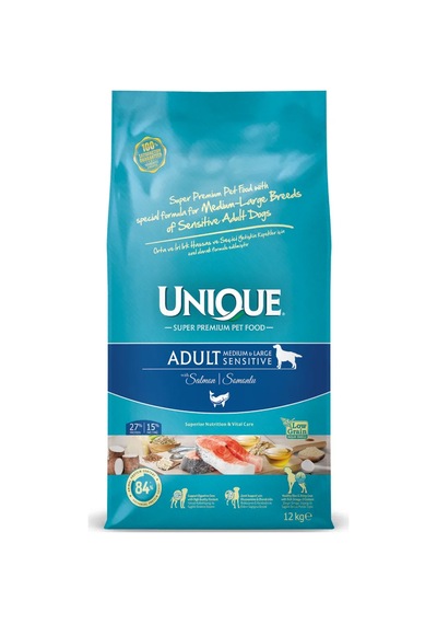 Unique Sensitive Orta Ve İri Irk Yetişkin Köpek Maması Somonlu 12 Kg
