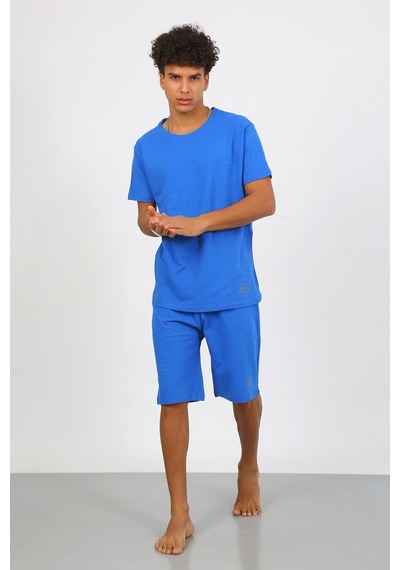 Akbeniz Erkek Pamuk Lakost Alt Üst Kaprili Pijama Takım Saks 6872 Saks
