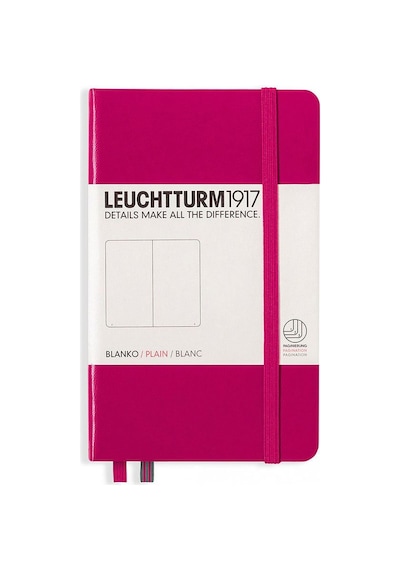 Leuchtturm1917 Not Defteri Cep Boy A6 , Sert Kapak, 187 Numaralandırılmış Sayfa, Düz, Vişne Pembe
