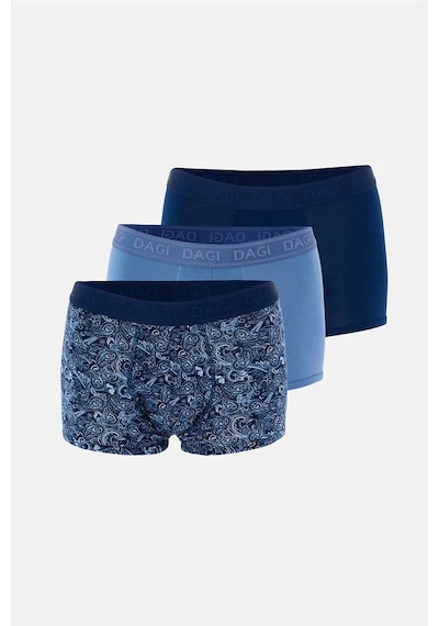 Dagi Erkek Lacivert Mavi 3'lü Desenli Micro Modal Boxer- 4210lm Lacivert - Mavi