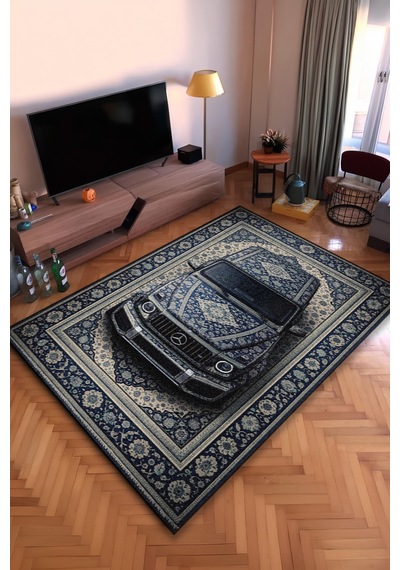 Mercedes G63 Araba Desenli Halı Dijital Baskı Yıkanabilir Kaymaz Taban Leke Tutmaz Çok Renkli3