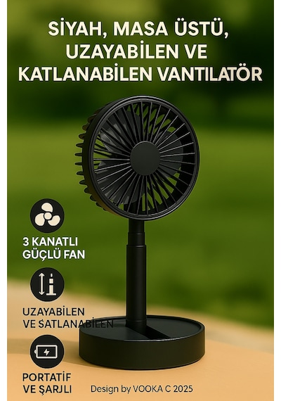 Vantilatör Fan Katlanabilir Sessiz Masaüstü Vantilatör Güçlü Motorlu Usb Şarjlı Soğutucu Fan Blic